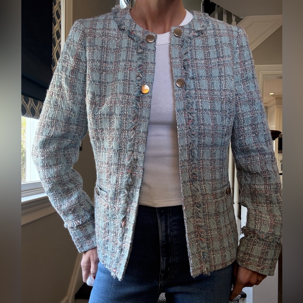 Anne Klein Tweed Blazer - Blue and White